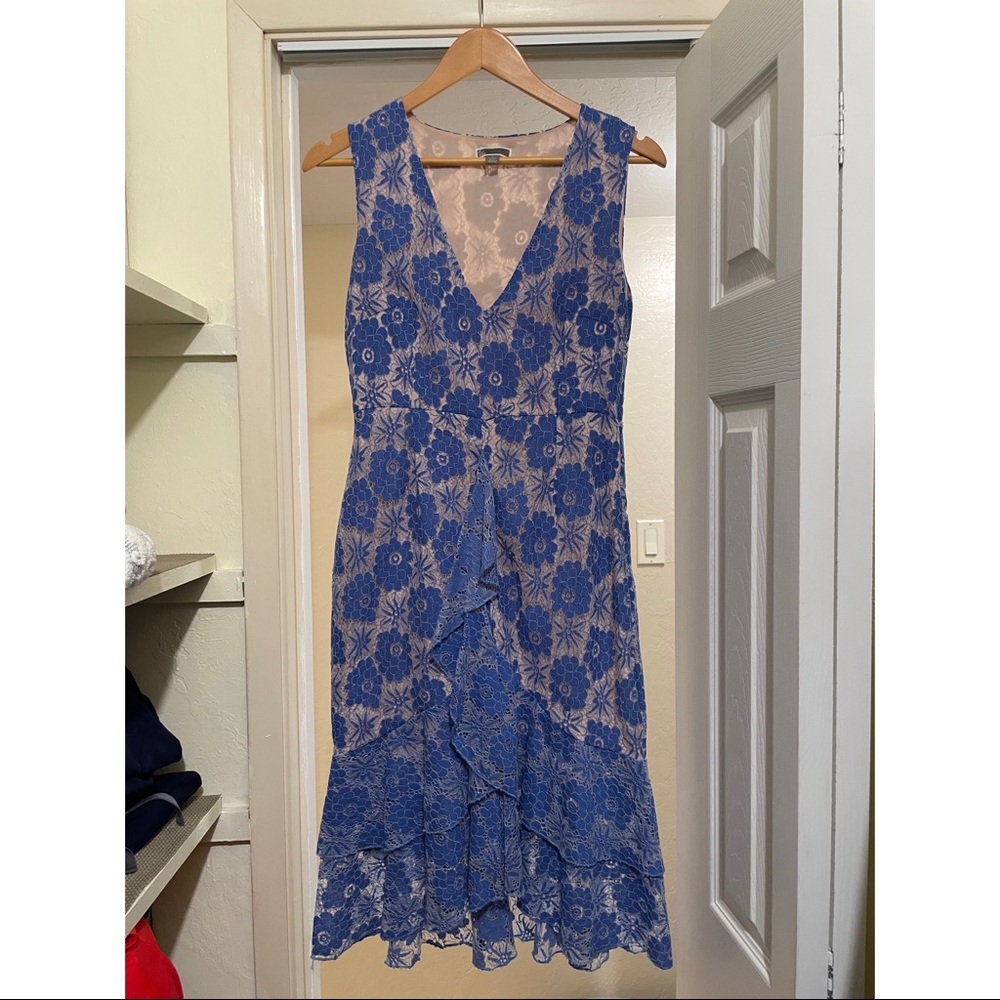 Chelsea 28 Blue Lace Ruffle Front Dress